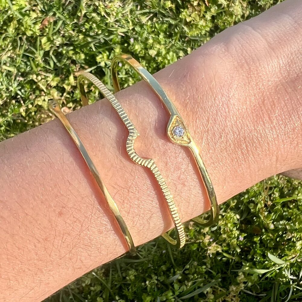 Bohemian & Trendy Gold Plated Bangle & Zircon Stackable Bangle Brass